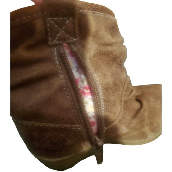GIRLs Size 6 Med JUMPING BEANS Tan FAUX Leather COWGIRL Boots EUC - Picture 7 of 9